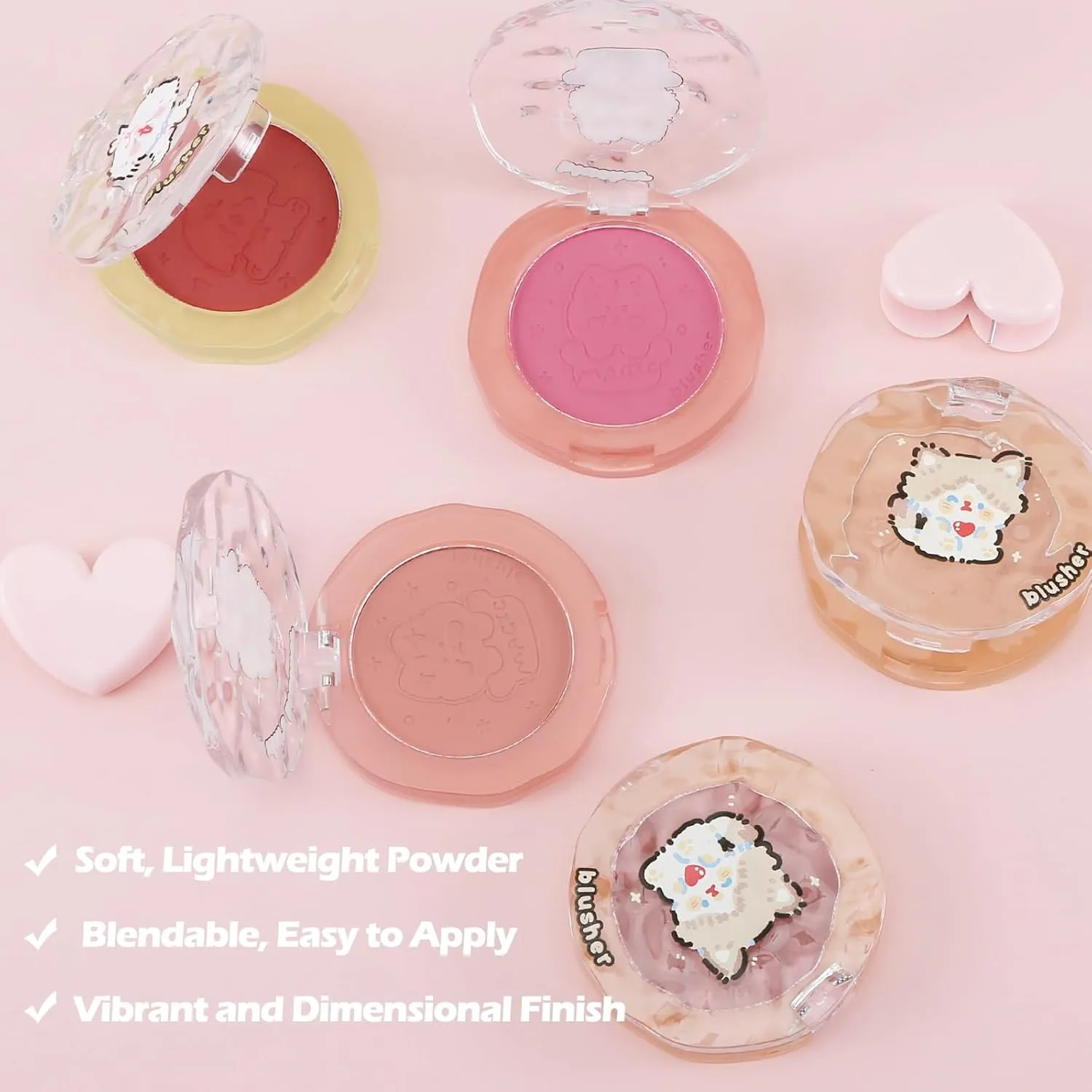 Boobeen Blush Powder Face Makeup, Highly Pigmented Single Color Face Blush for Cheeks, Shape, Contour & Highlight Face to Create a Natural Matte Finish, Blendable