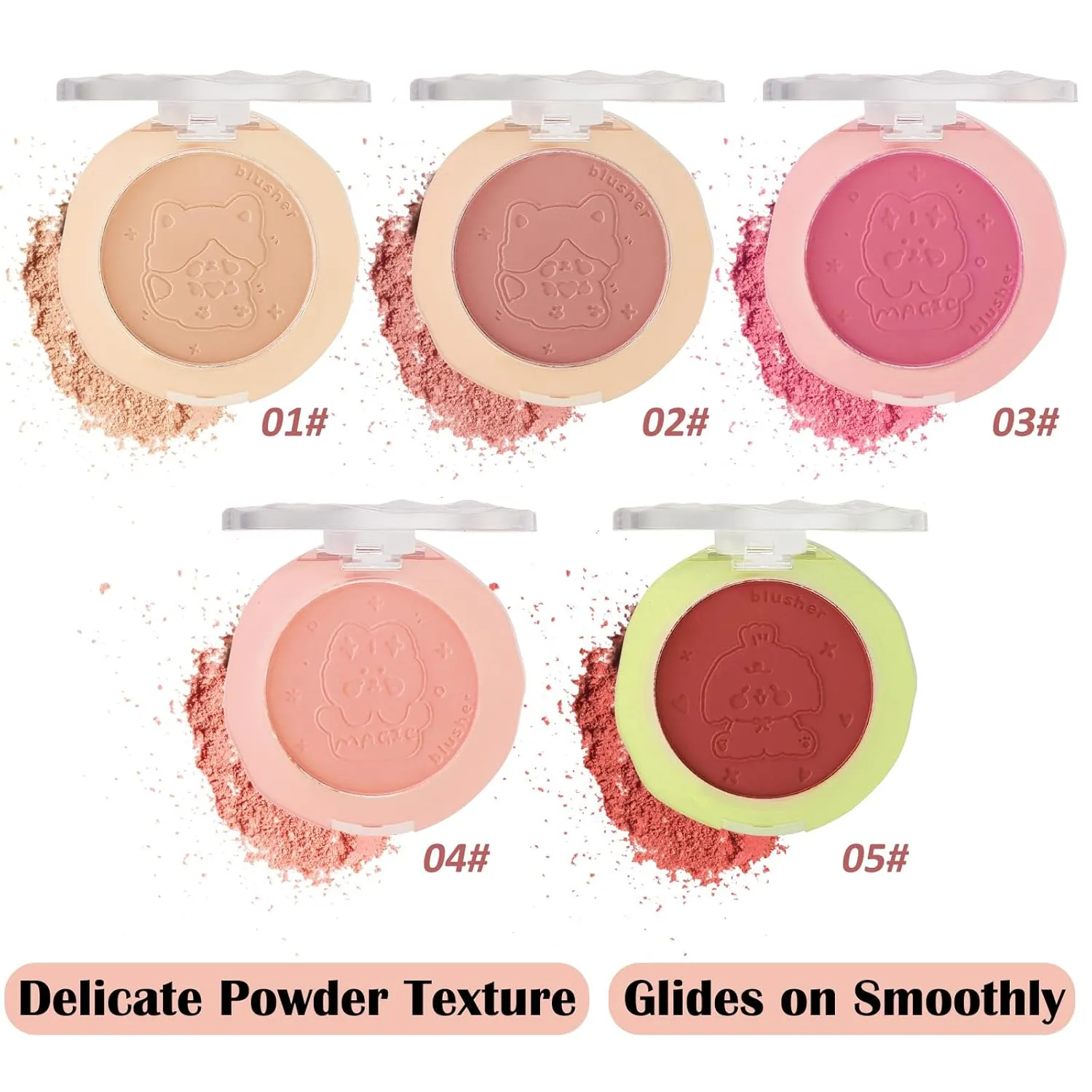 Boobeen Blush Powder Face Makeup, Highly Pigmented Single Color Face Blush for Cheeks, Shape, Contour & Highlight Face to Create a Natural Matte Finish, Blendable