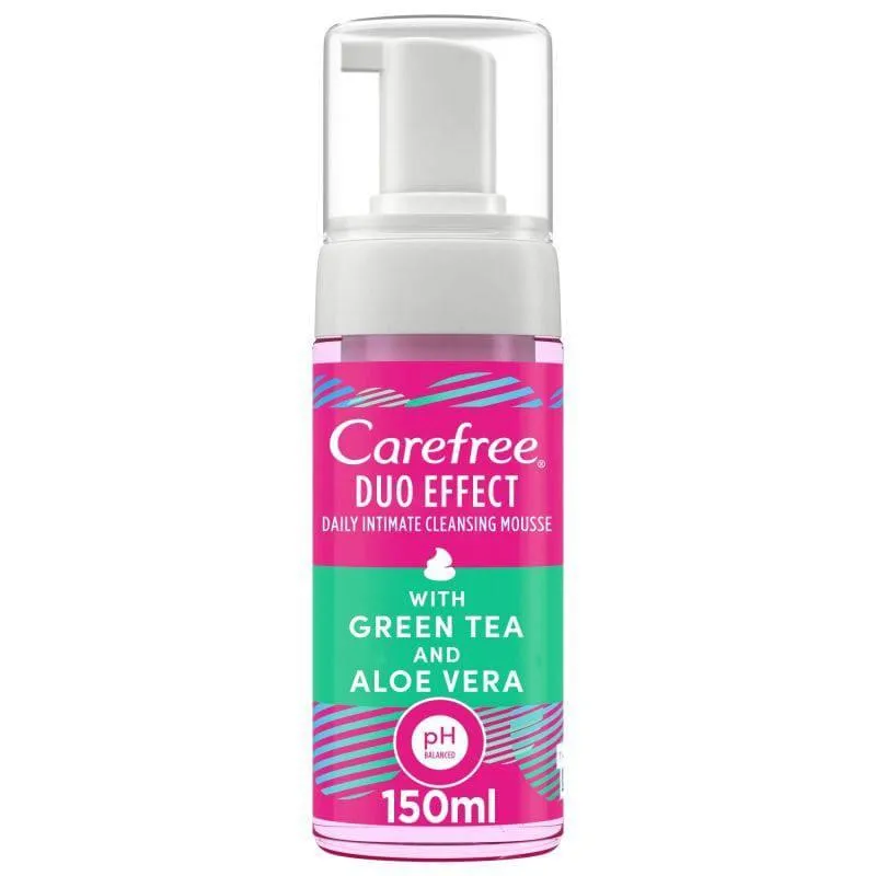 Carefree Intimate Wash Duo Effect Foam Tea And Aloe Vera - 150 Ml - Pump