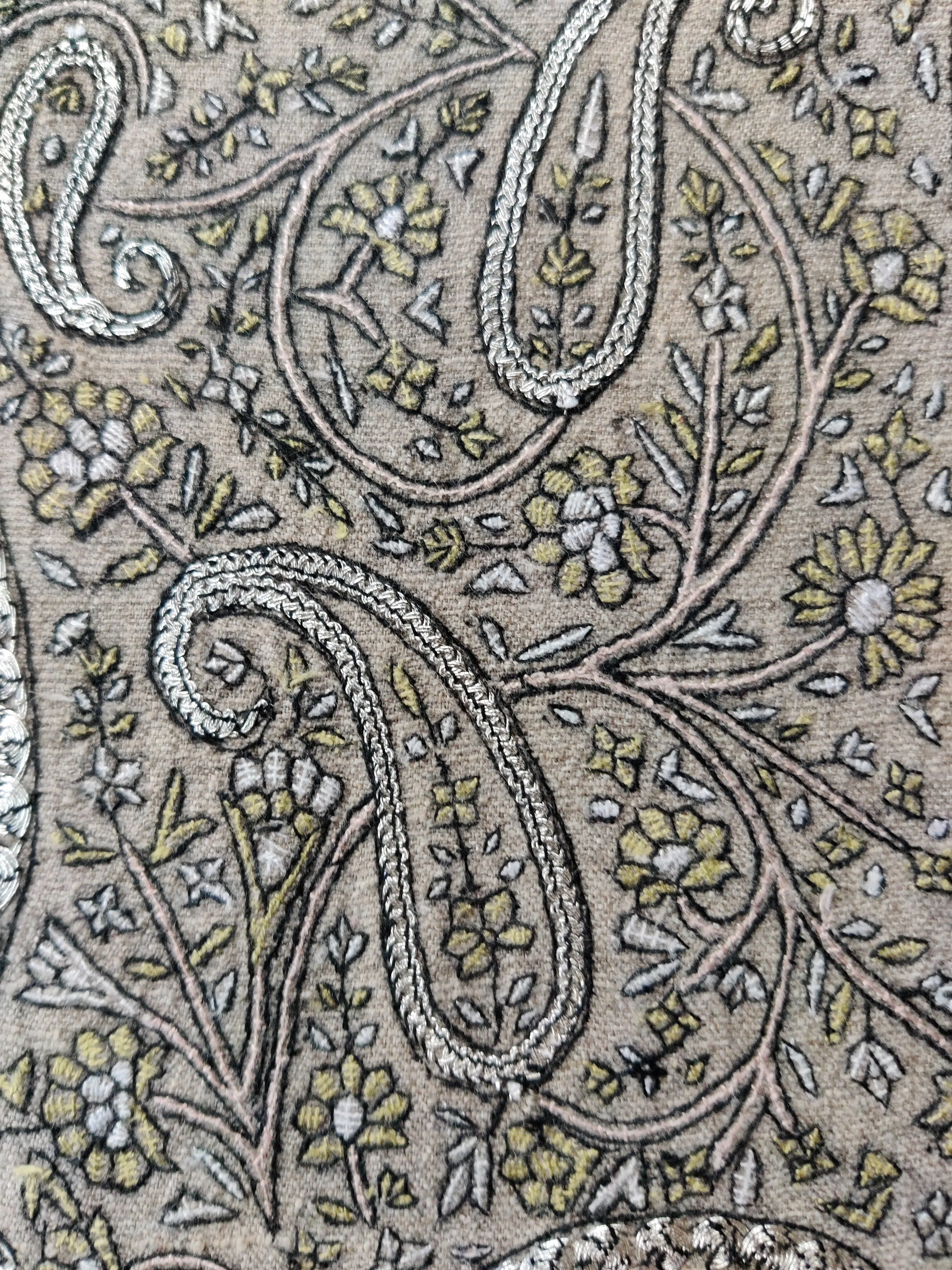 Chandni Raat: Pure Pashmina Shawl with Hand Tilla Embroidery & Sozni Embroidery