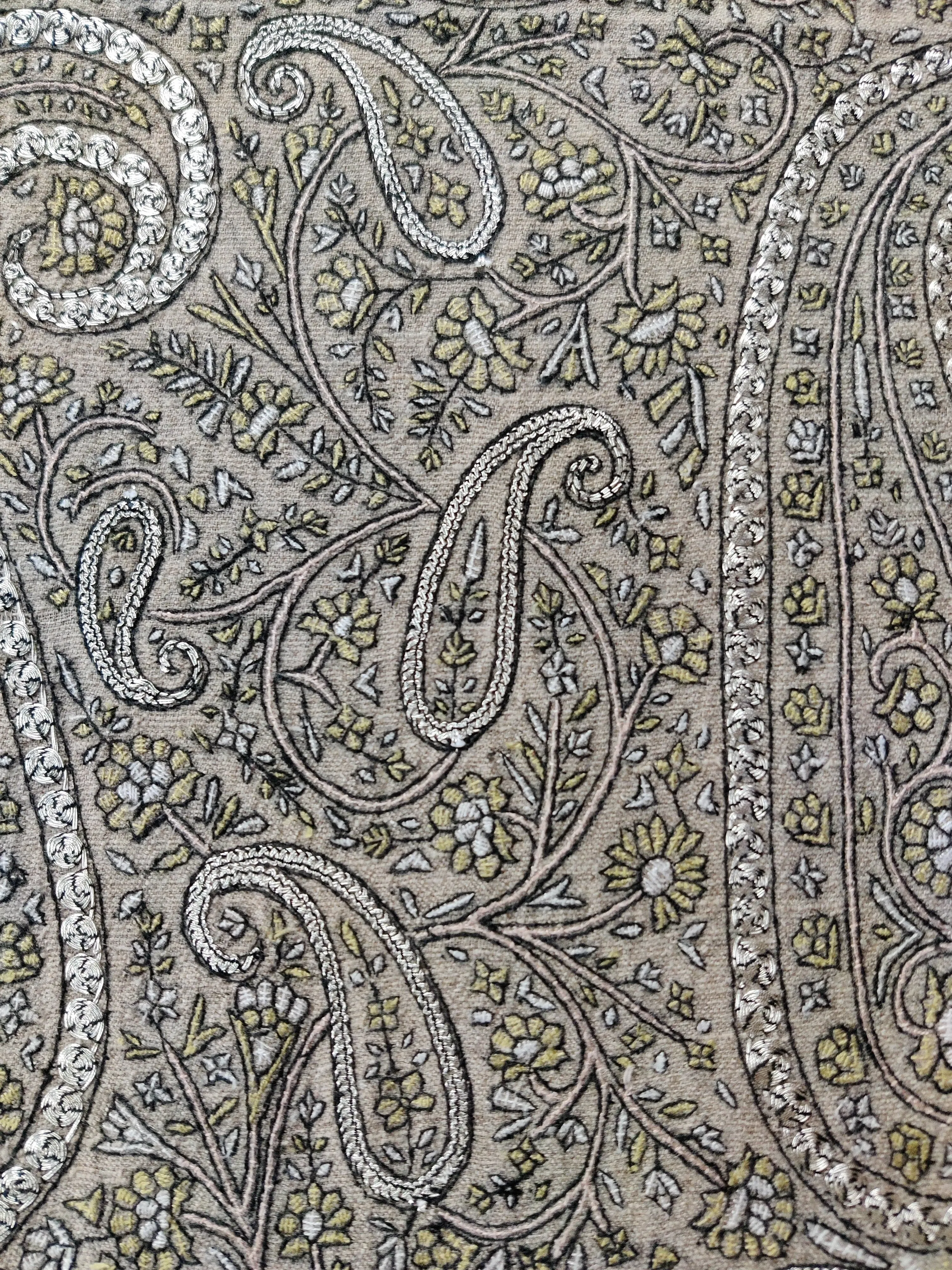 Chandni Raat: Pure Pashmina Shawl with Hand Tilla Embroidery & Sozni Embroidery