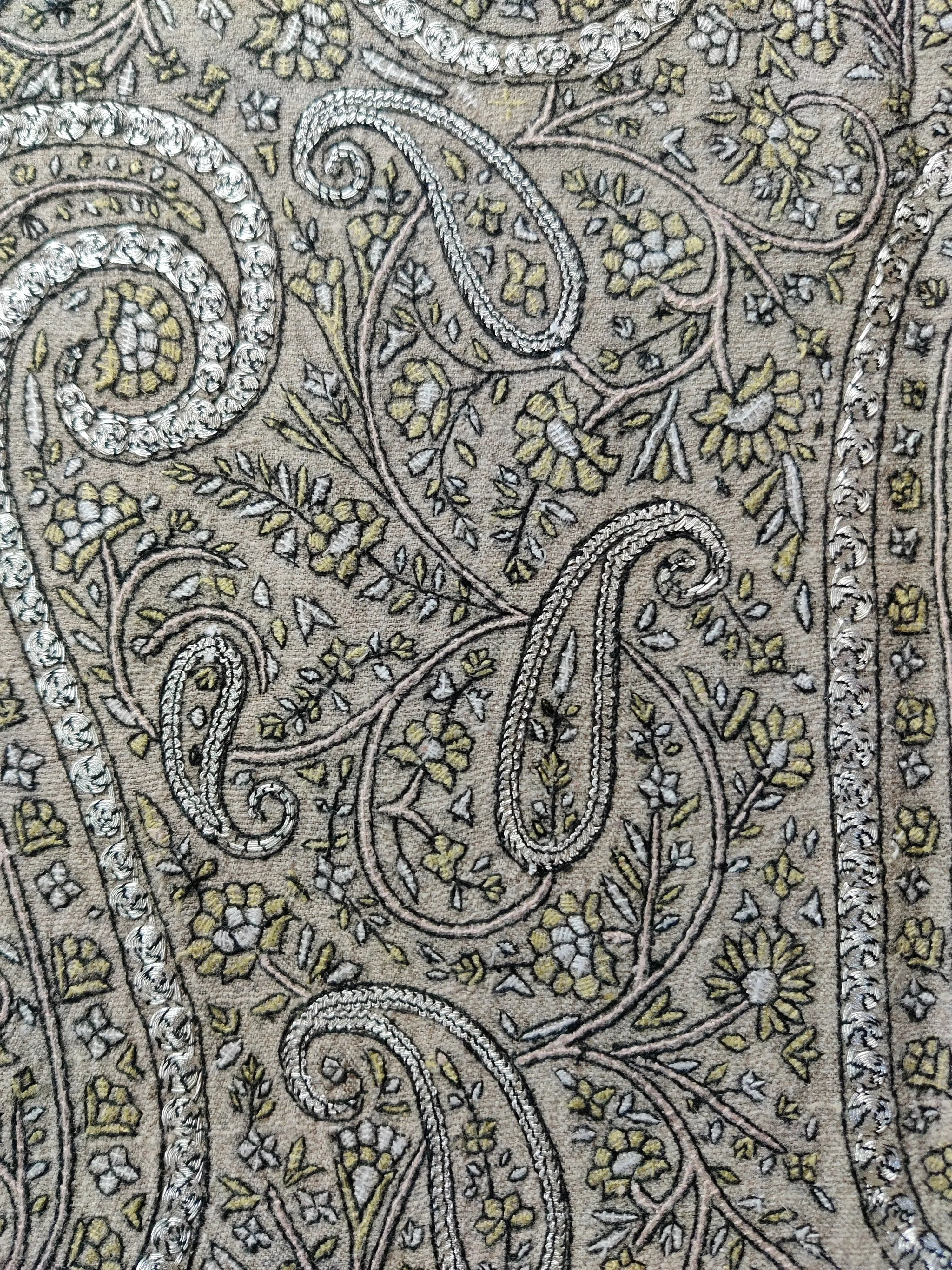 Chandni Raat: Pure Pashmina Shawl with Hand Tilla Embroidery & Sozni Embroidery
