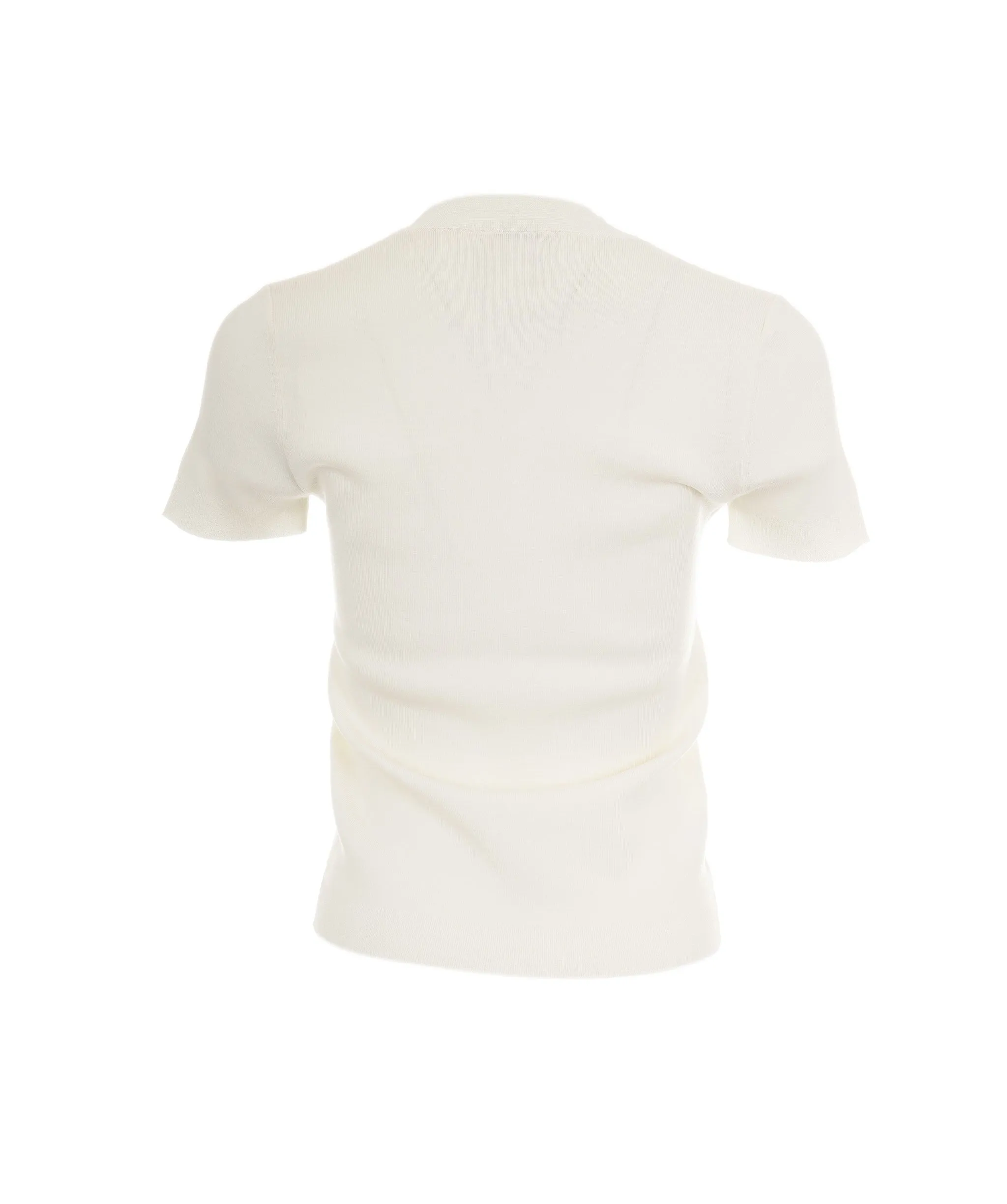 Chanel 06A CC V-neck Knit Top Cream ASL8238