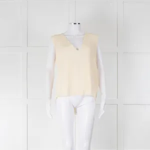 Chloe Cream Sleeveless V-Neck Top