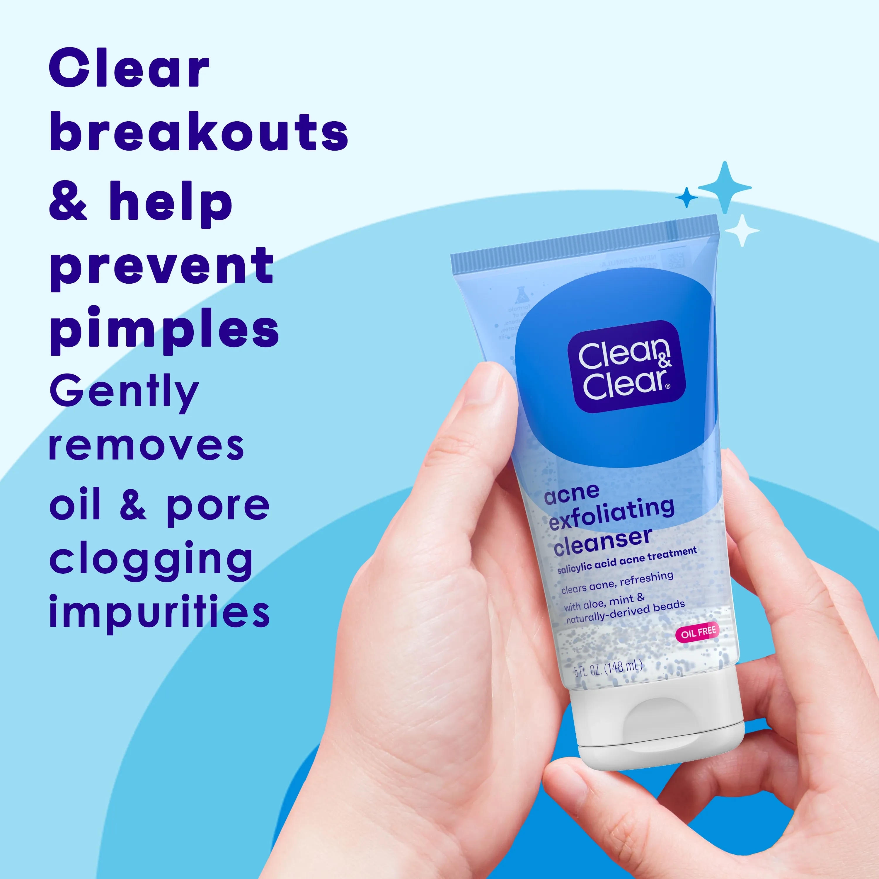 CLEAN & CLEAR acne exfoliating cleanser salicylic acid acne treatment with aloe mint & naturally derived beads غسول البشرة لعلاج الحبوب من كلين اند كلير
