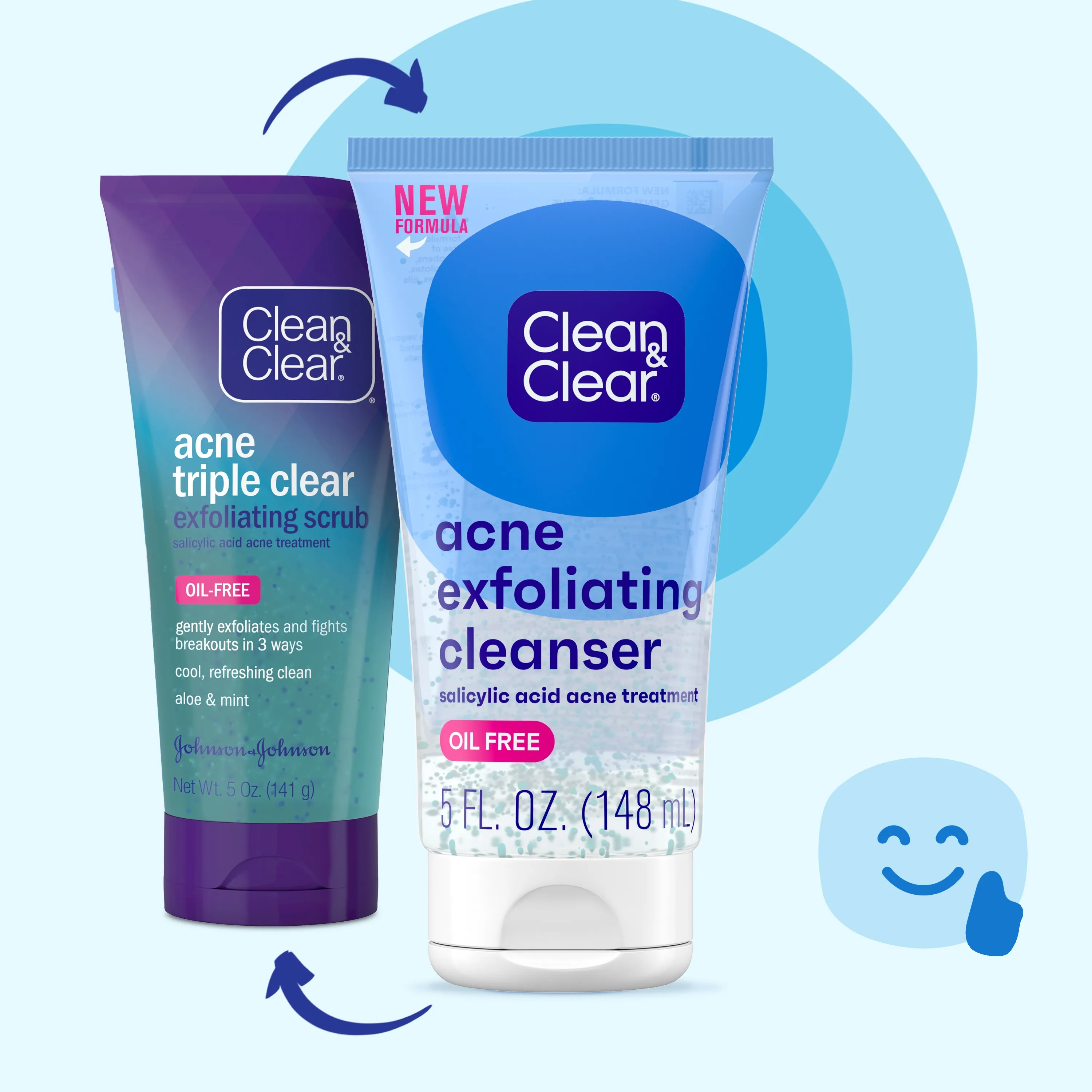 CLEAN & CLEAR acne exfoliating cleanser salicylic acid acne treatment with aloe mint & naturally derived beads غسول البشرة لعلاج الحبوب من كلين اند كلير