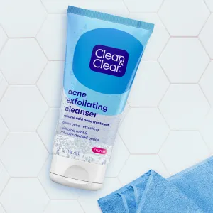 CLEAN & CLEAR acne exfoliating cleanser salicylic acid acne treatment with aloe mint & naturally derived beads غسول البشرة لعلاج الحبوب من كلين اند كلير