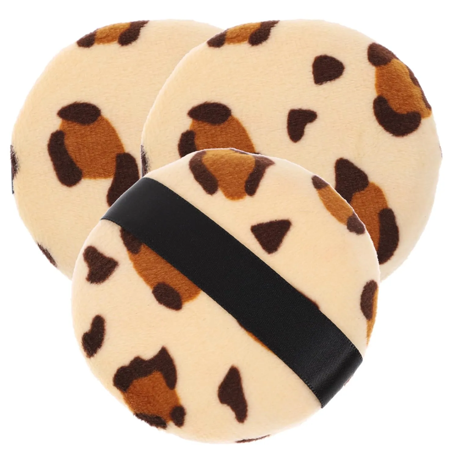 CLISPEED 3pcs Leopard Printed Supple Powder Puff Fluffy Loose Powder Makeup Pads for Women Soft Skin-friendly Beauty Tool for Daily Use and