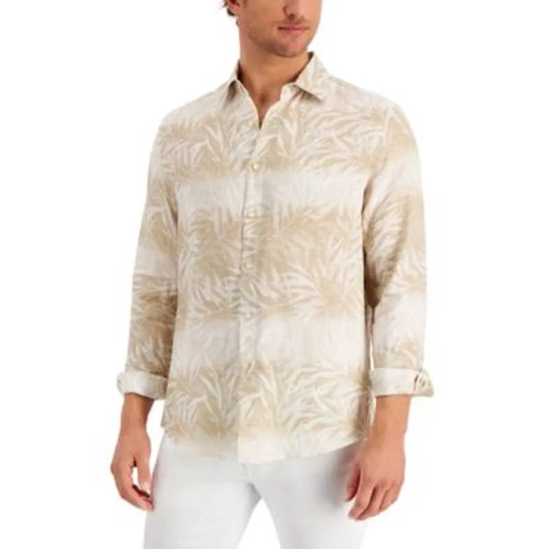 Club Room Men's Regular Fit Sandy Palms Button Down Shirt