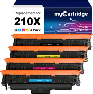Compatible HP 210X Toner Cartridges with Chip, High Capacity, 4-Pack