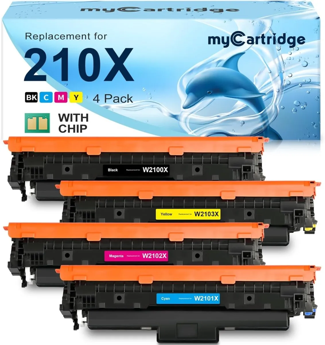 Compatible HP 210X Toner Cartridges with Chip, High Capacity, 4-Pack
