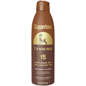 Coppertone Tanning Sunscreen Spray, Water Resistant Spray Sunscreen SPF 15, Broad Spectrum SPF 15 Sunscreen, 5.5 Fl Oz (Pack of 1)