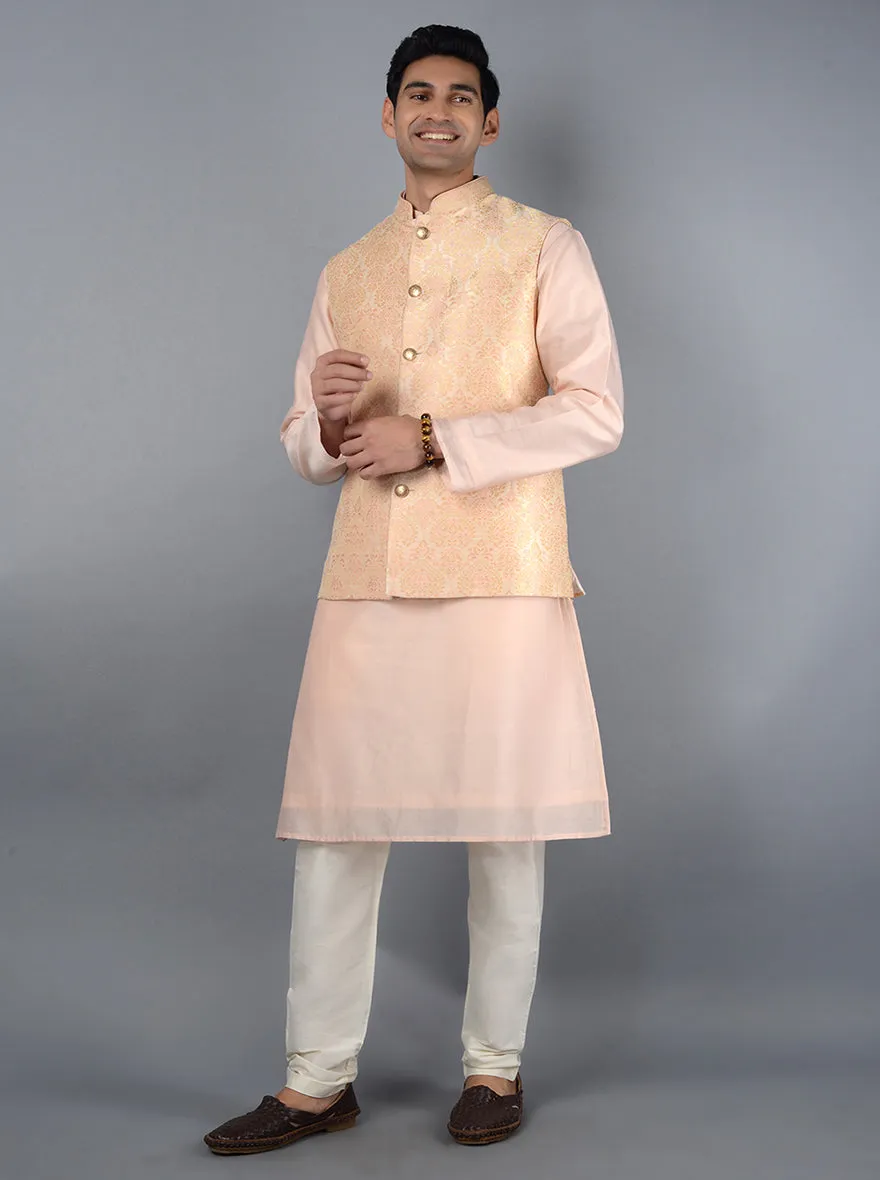 Cream & Peach Bandhgala Jacket | TULA