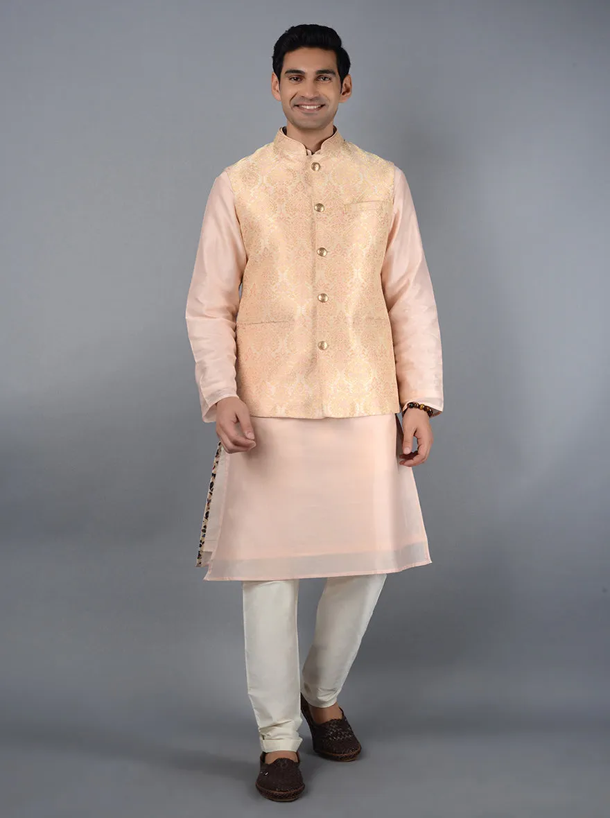 Cream & Peach Bandhgala Jacket | TULA