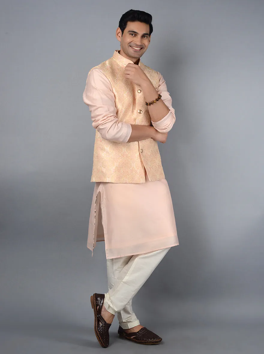 Cream & Peach Bandhgala Jacket | TULA