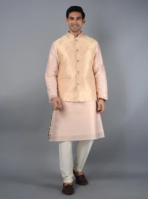 Cream & Peach Bandhgala Jacket | TULA