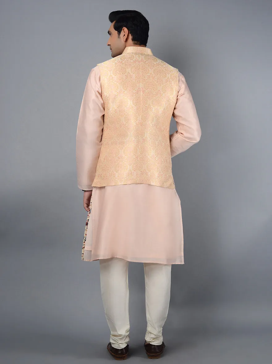 Cream & Peach Bandhgala Jacket | TULA