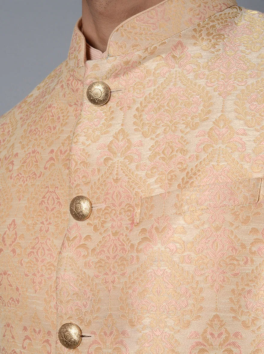 Cream & Peach Bandhgala Jacket | TULA