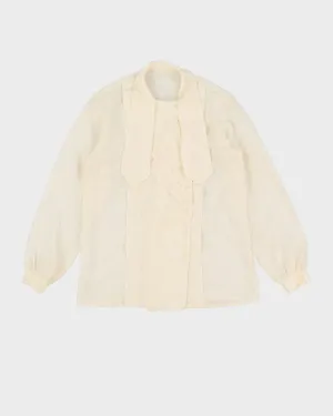 Cream Asymmetric Buttoning Blouse - S
