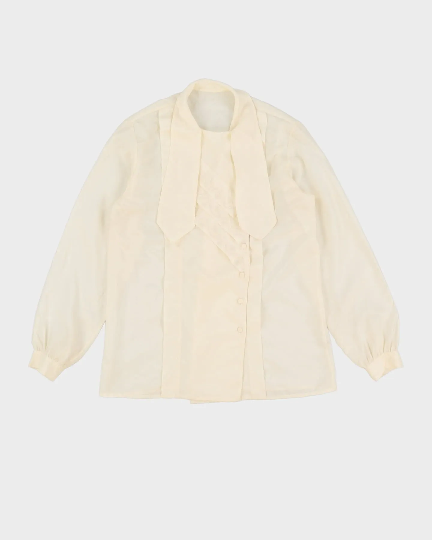 Cream Asymmetric Buttoning Blouse - S