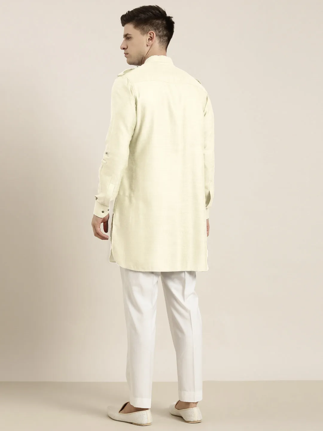 Cream cotton Short Pathani