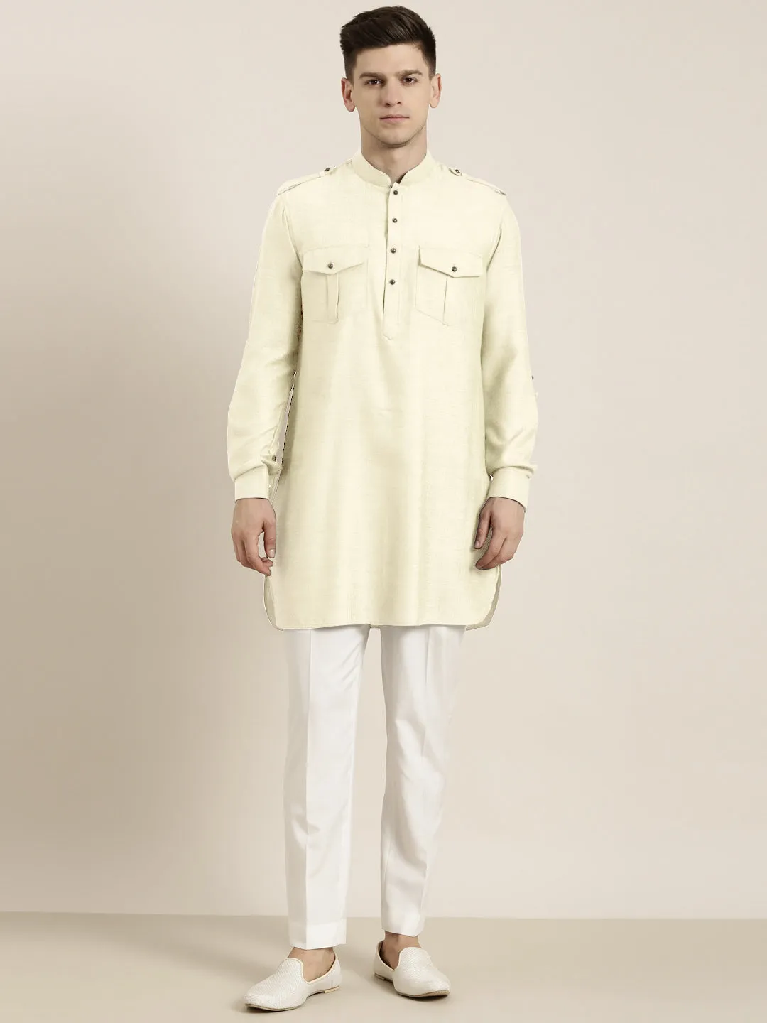 Cream cotton Short Pathani