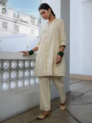 Cream Dobby Cotton A-Line Tunic & Bottom