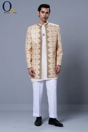 Cream Wedding Wear Karchupi hanwork Shrug