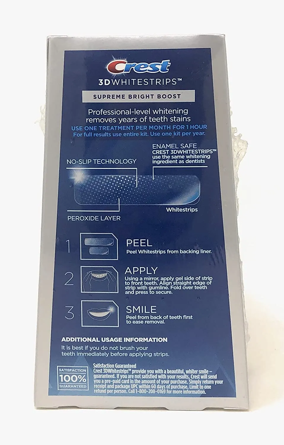 Crest 3D Whitestrips Supreme Bright Boost Teeth Whitening Strips, 8 Levels Whiter, 7 Treatments, 14 Count (Pack of 1)