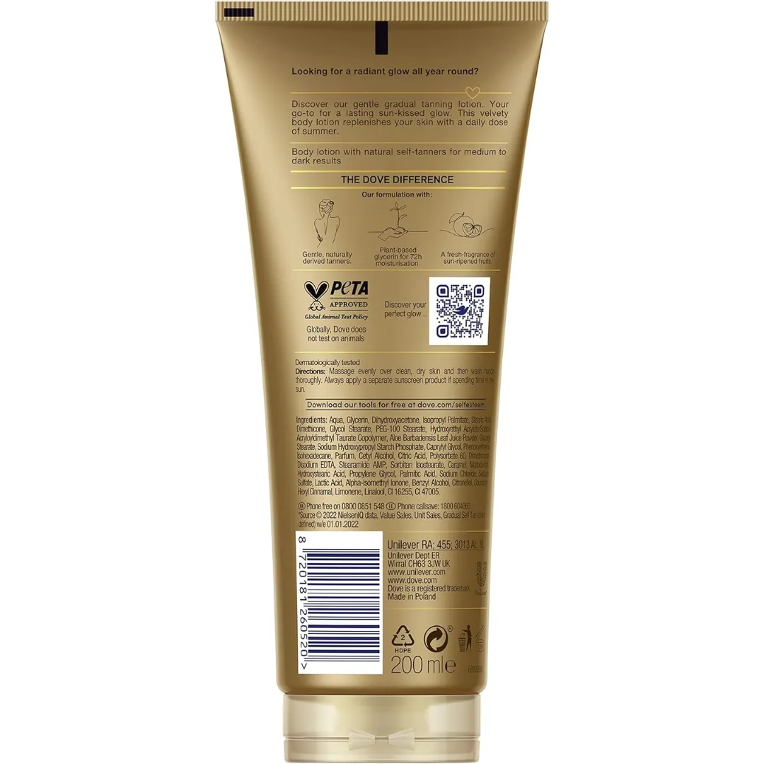 Dove Summer Revived Medium to Dark Gradual Tanning Lotion 200 ml (T)