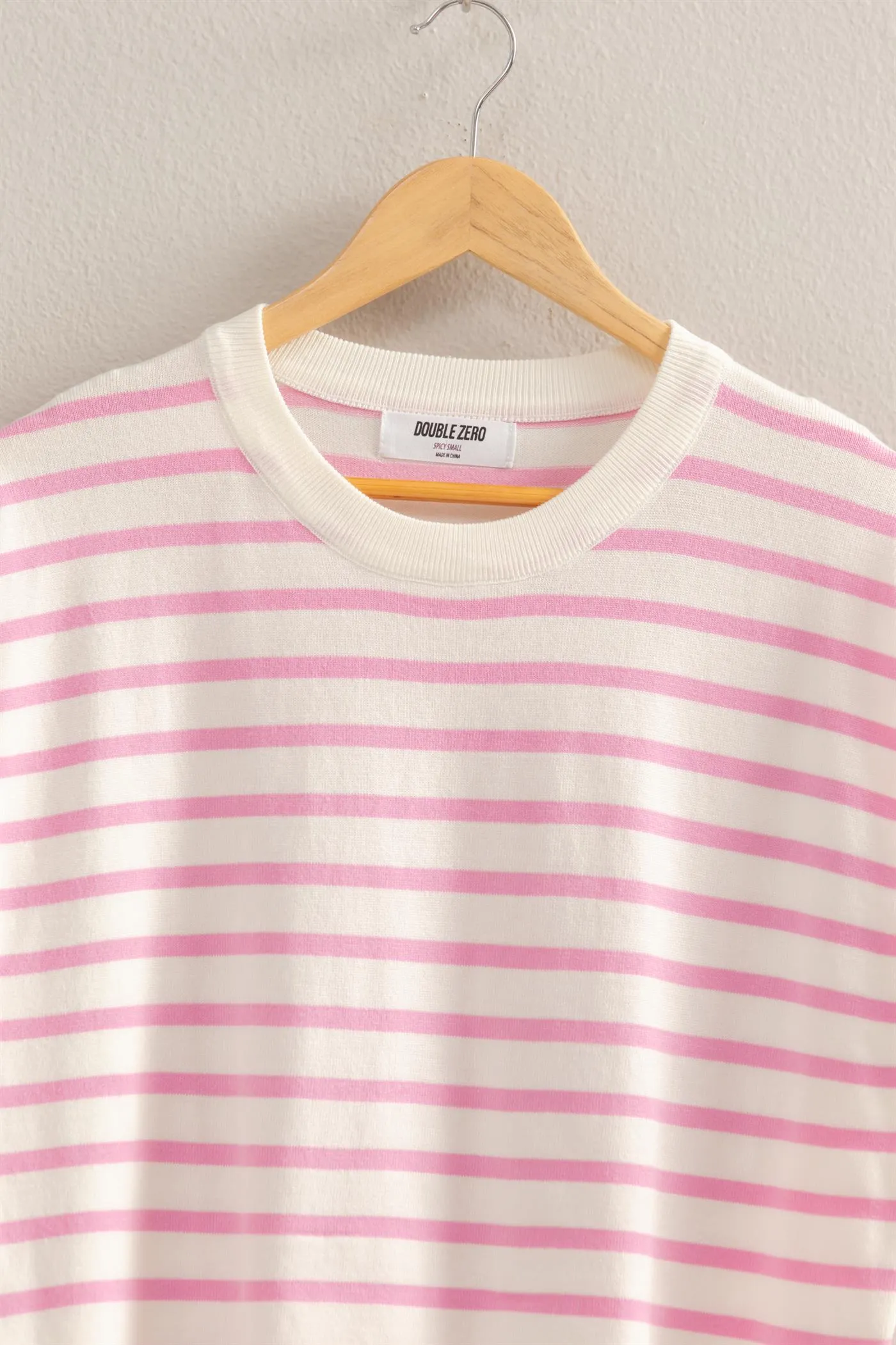 DZ25A908-Round Neck Striped Crop Top