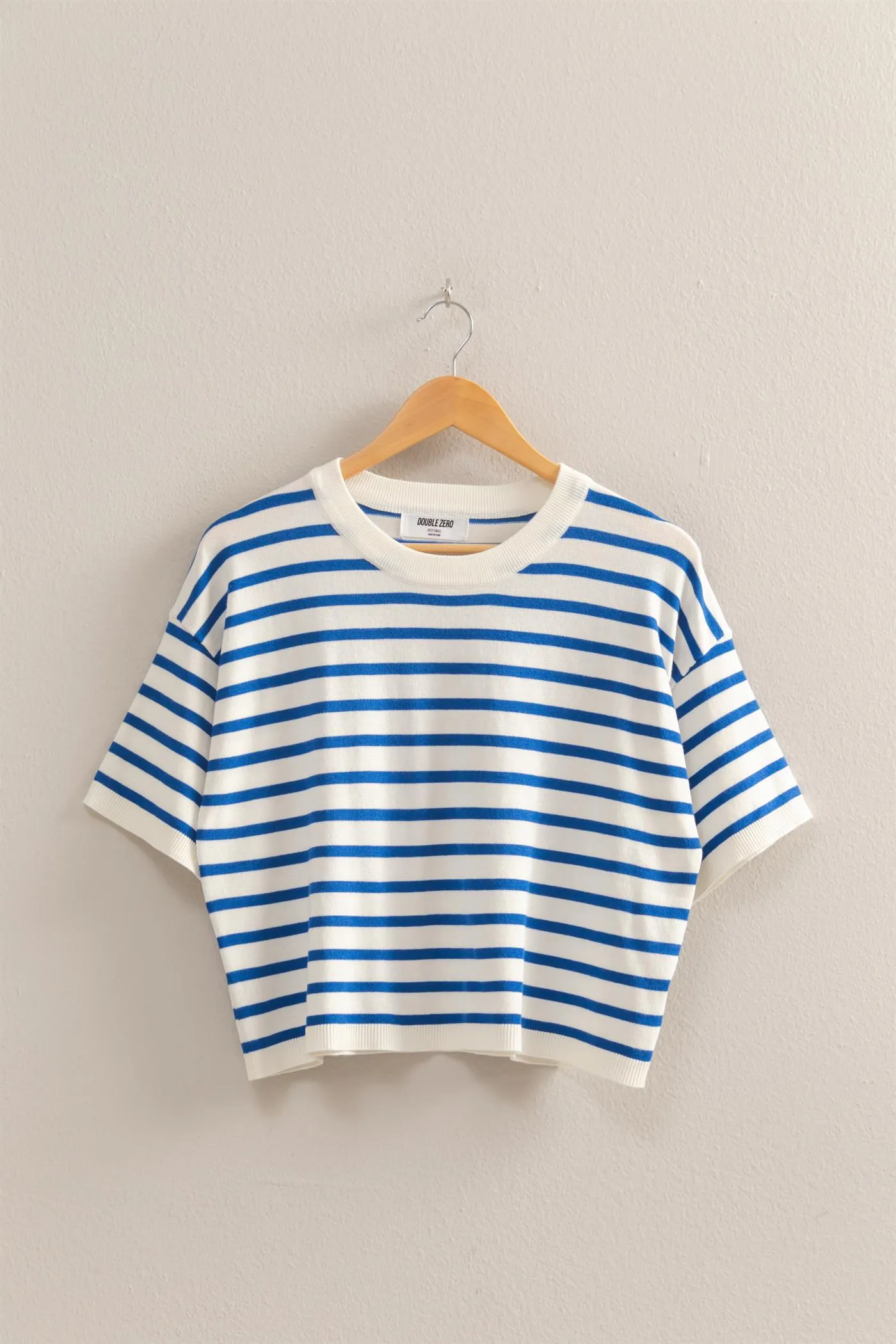 DZ25A908-Round Neck Striped Crop Top