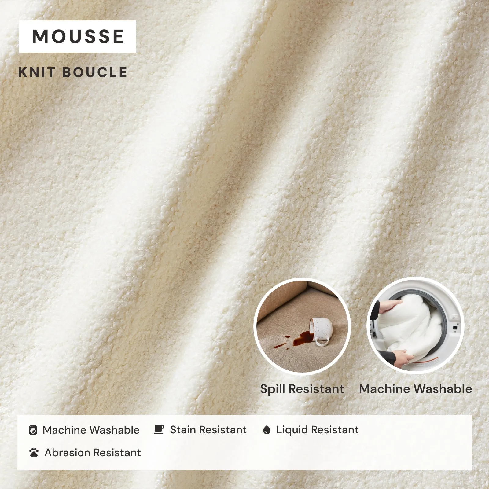 Elevate Comfort Layer Set for 3-Seater | Knit Boucle in Mousse
