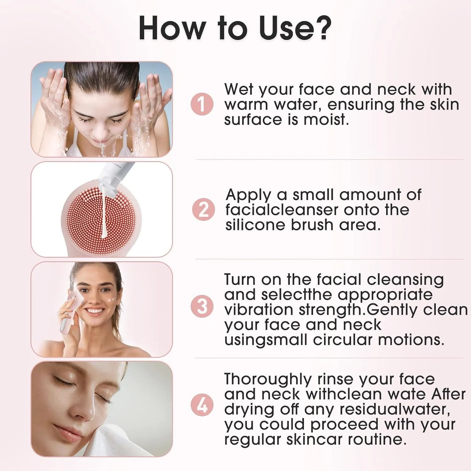 Facial Cleansing Brush,Electric Face Brush Suitable for Men and Women,Fast Cleanse,Exfoliation and Massage,Usb Charging