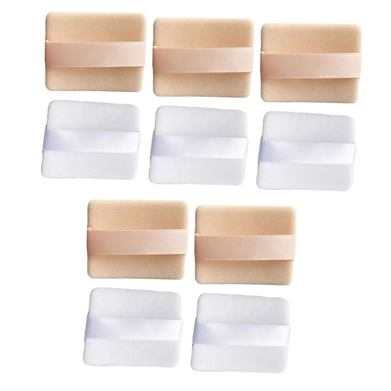 Facial Powder Puff 10pcs Large Fluffy Makeup Synthetic Sponge for Loose Powder with Straps for Wet Dry Use