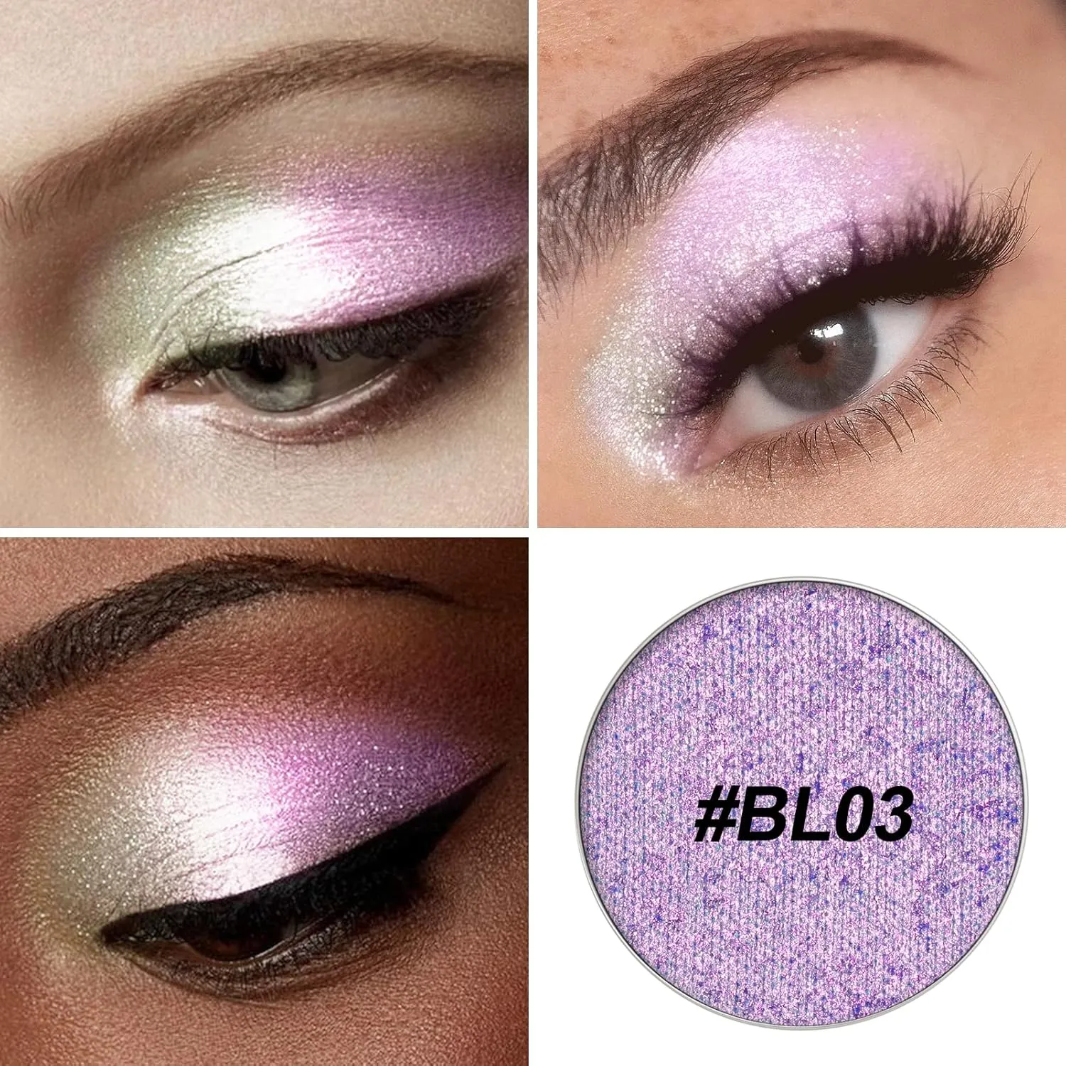 FOCALLURE Eyes On Me Pressed Powder Eyeshadow, Shimmery Eye Makeup & Highlight, Long-Lasting, High Pigmented Single Shade Eye Color, Glitter Finish, Hypoallergenic, BL03 Hidden World