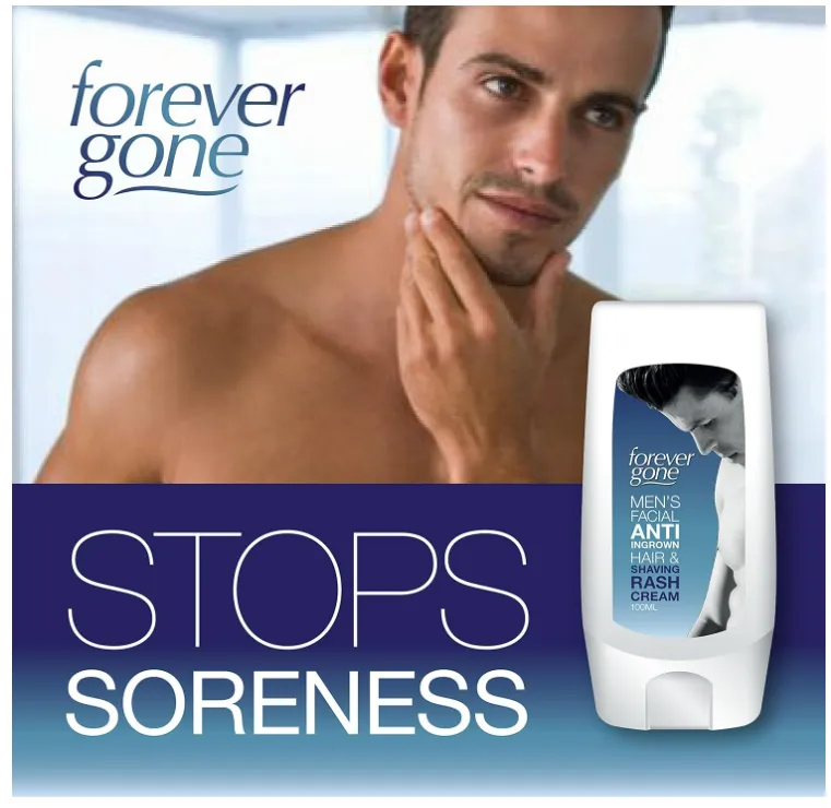 FOREVER GONE MENS FACIAL ANTI INGROWN HAIR & SHAVING CREAM SMOOTH GREAT SKIN