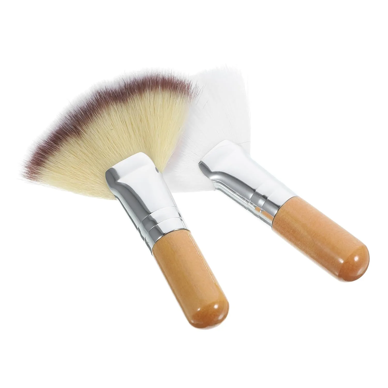 FRCOLOR 2pcs Fluffy Fan Makeup Brush Soft Bristles for Loose Powder Application Handle Blush Brush for Women for Precise Makeup Control and Easy Carrying