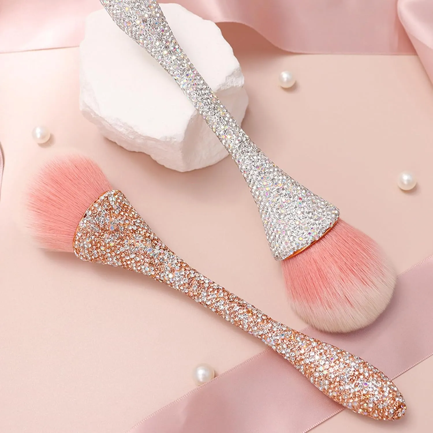Full Diamond Luxury Shine Nail Art Dust Powder Remover Brush, Nail Art Dust Cleaner Brush, Soft Cleaner Brush for Makeup (Silver)