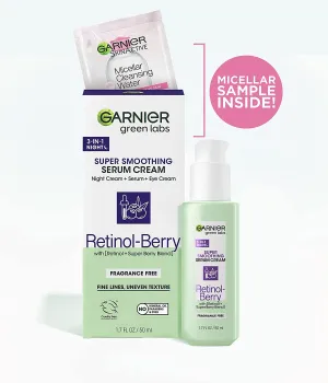 GARNIER Green Labs Super Smoothing Serum Cream Night Cream   Serum   Eye Serum Retinol Berry