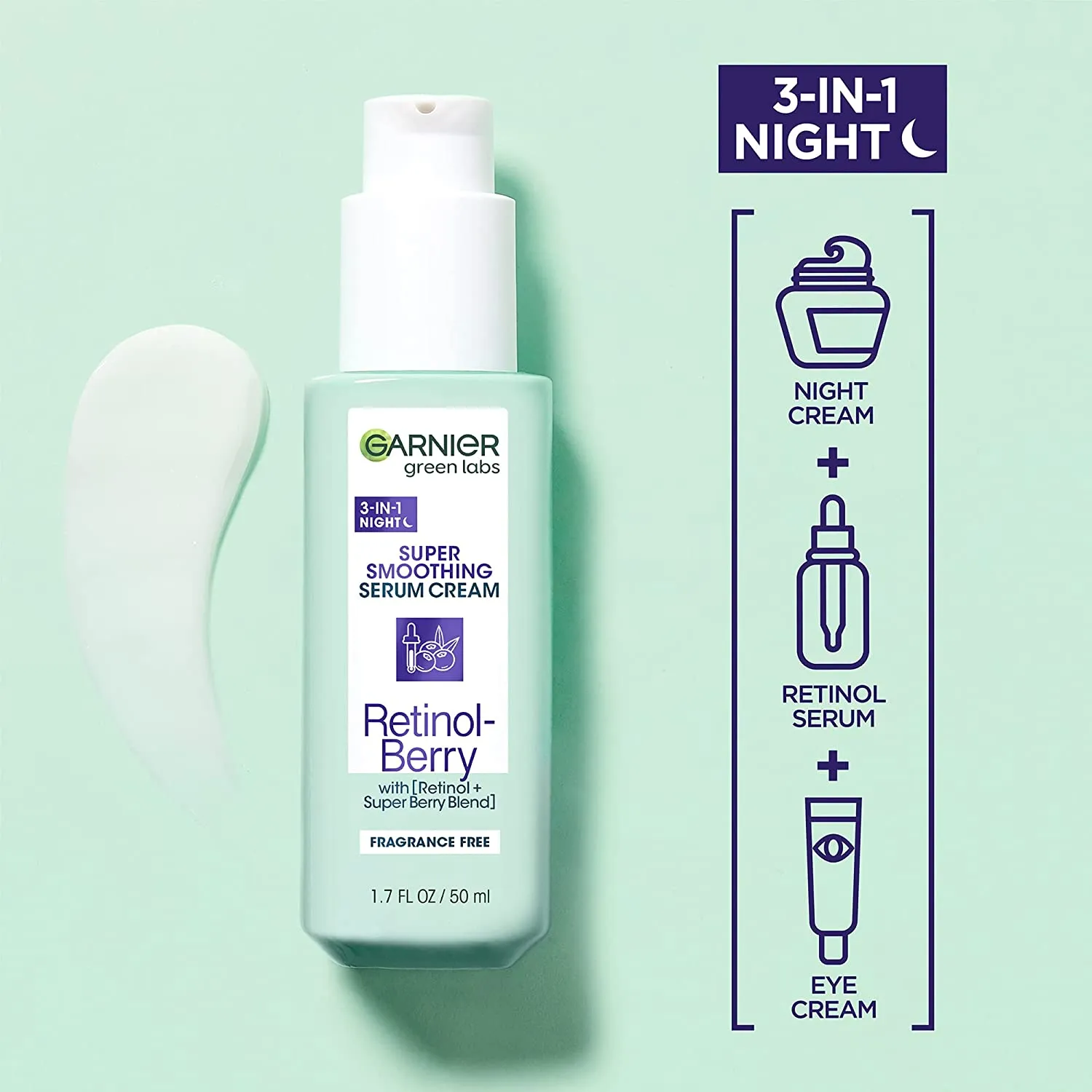 GARNIER Green Labs Super Smoothing Serum Cream Night Cream   Serum   Eye Serum Retinol Berry