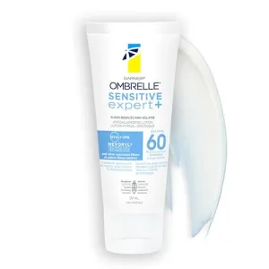 Garnier Ombrelle Sensitive Expert  Sunscreen Body Lotion SPF 60, Dermatologist Tested, For Sensitive Skin, Hypoallergenic, Non-Greasy, Fragrance-Free, High Broad-Spectrum UVA/UVB Protection, 90ml
