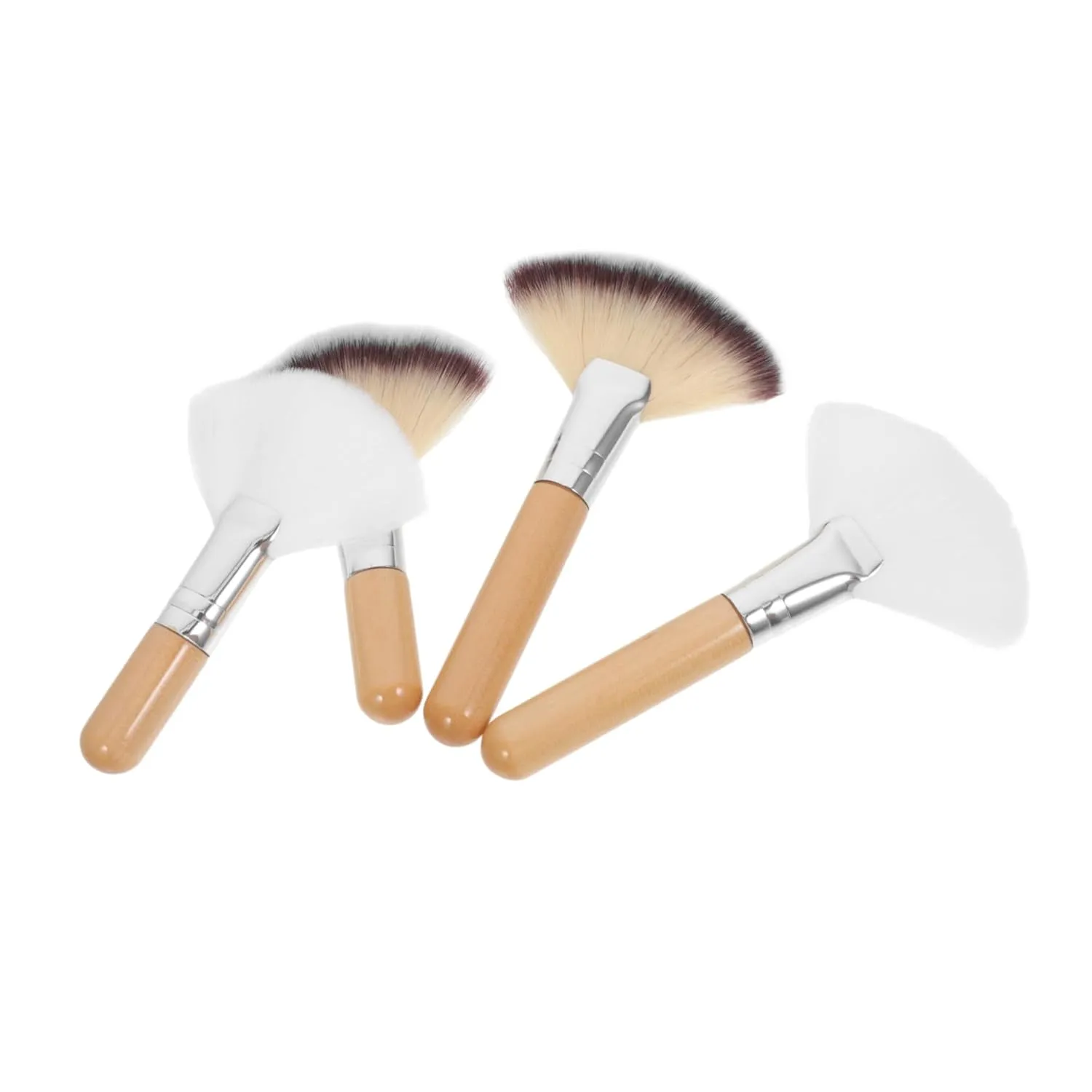 Gatuida 4Pcs Soft Bristle Fan Makeup Brush for Face Makeup Includes Short and Long Handles for Powder Foundation Blush and Concealer Application
