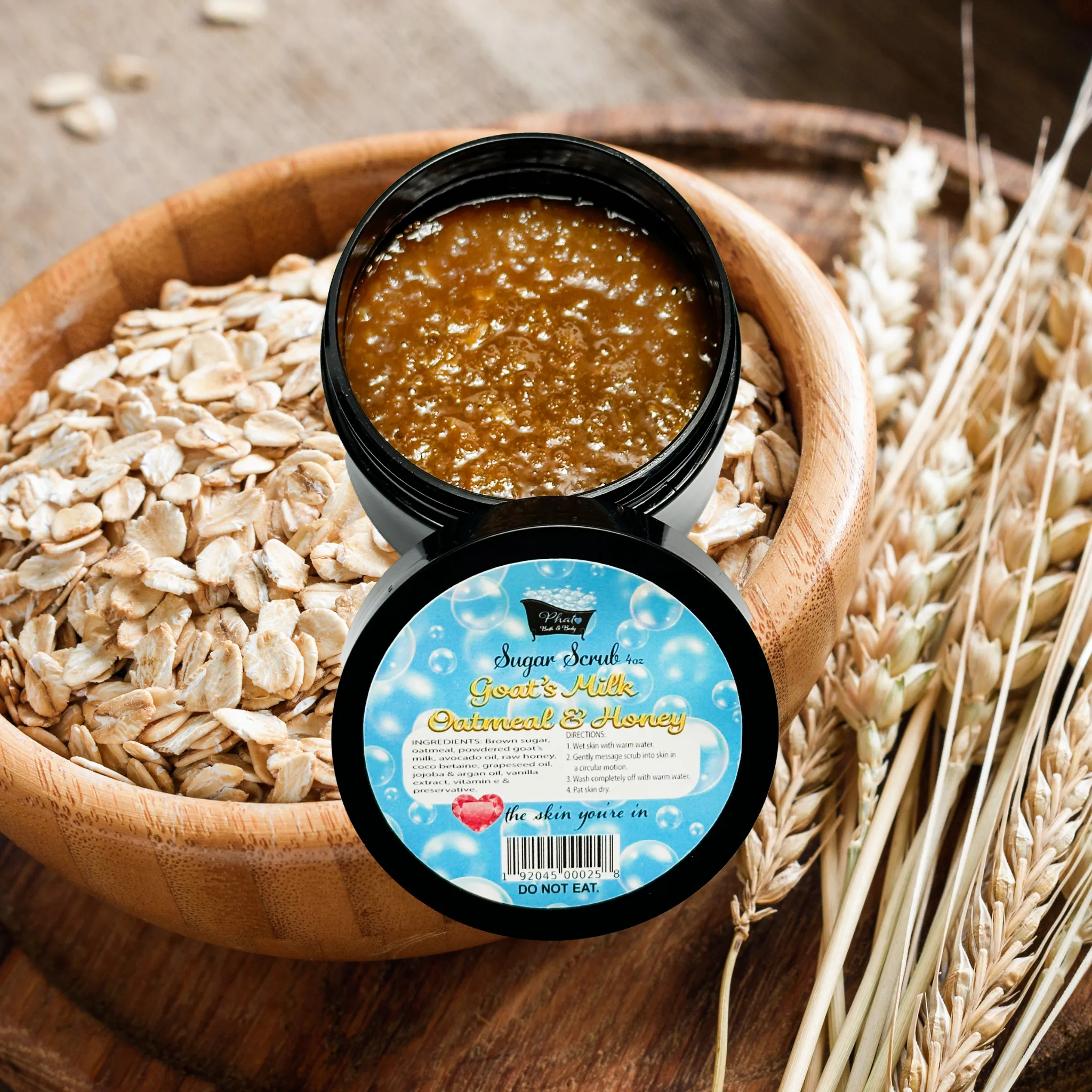 Goat's Milk Oatmeal Honey and Vanilla Natural Sugar Scrub Avocado Oil 4 oz
