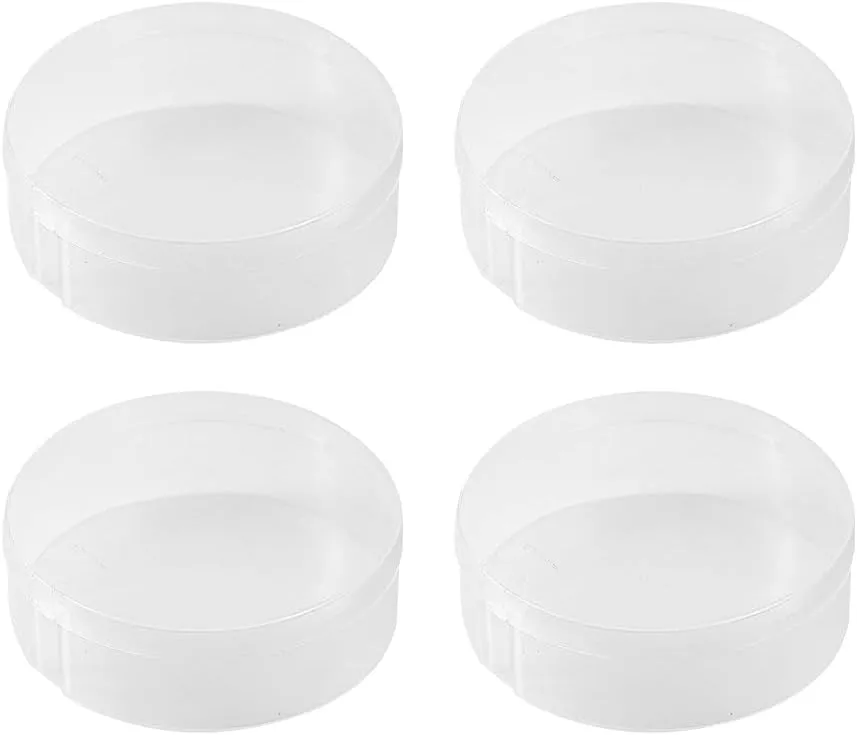 GSHLLO 4 Pcs Round Plastic Powder Puff Case Empty Loose Powder Puff Container Makeup Puff Holder Case Make up Sponge Travel Cases Portable Beauty Blender Holder Cosmetic Puff Box