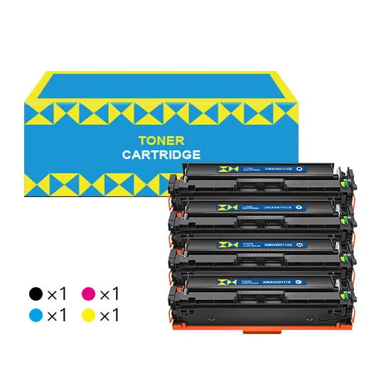 HP 206X 206A (with Chip) High Yield Compatible Toner Cartridge (4 Pack)