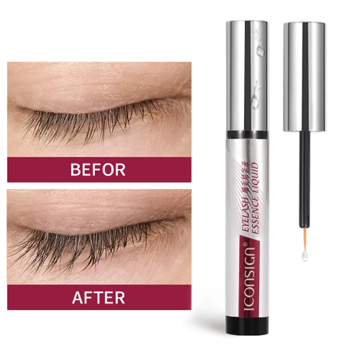 Iconsign Lash Serum - Organic Eyelash Growth Serum for Fuller, Longer Lashes & Brows