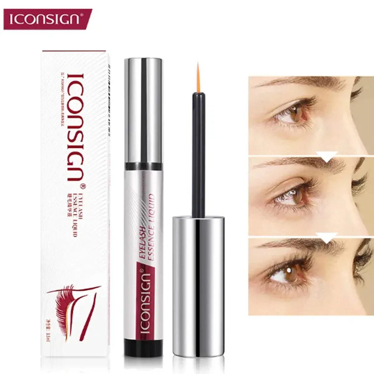 Iconsign Lash Serum - Organic Eyelash Growth Serum for Fuller, Longer Lashes & Brows