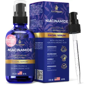 InstaSkincare DOUBLE SIZED (2Oz) Niacinamide Serum for Face 10% with Zinc 1% Vitamin B3 Brightening Serum for for Tone, Texture and Hydrating