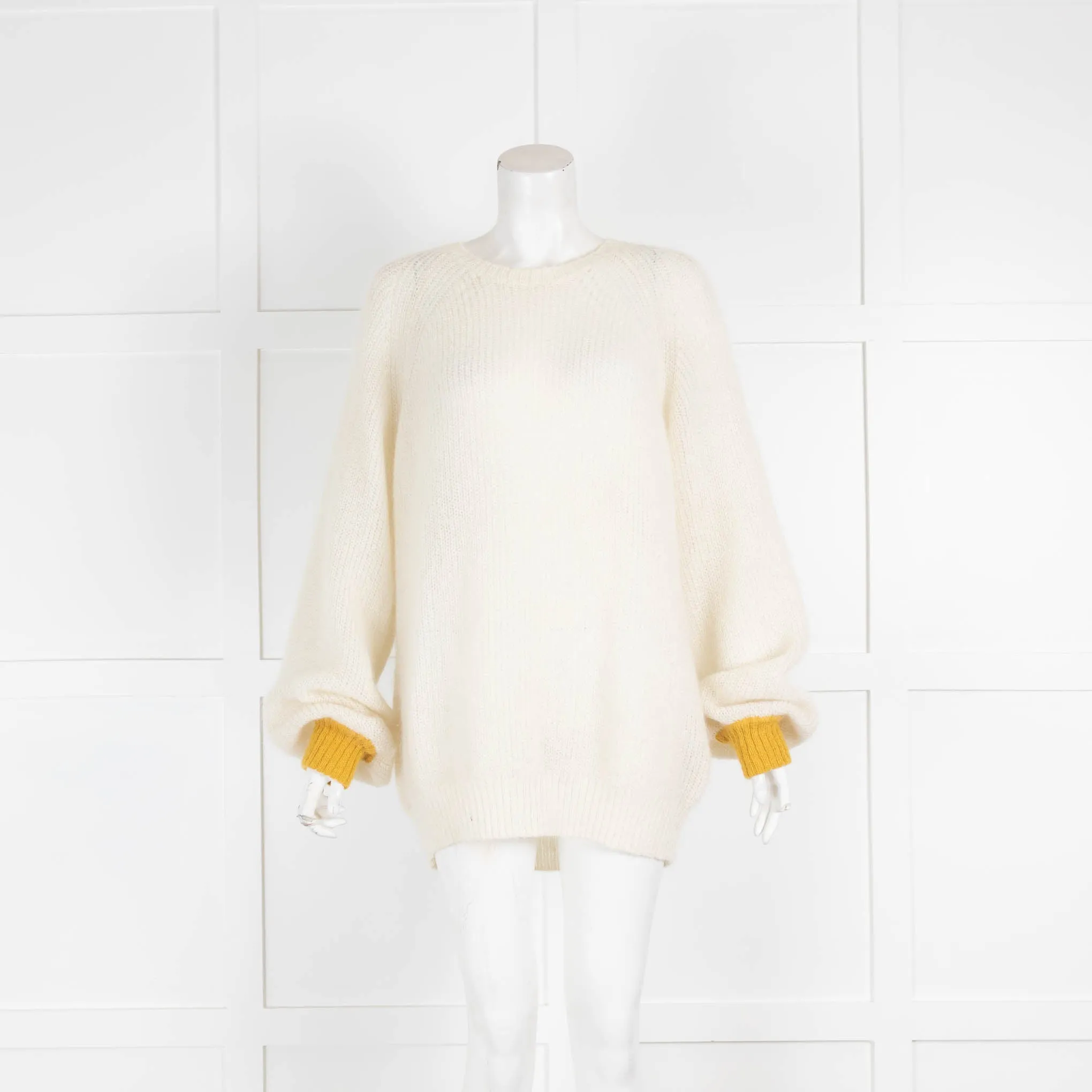 Intropia Cream Mohair Jumper Yellow Cuffs